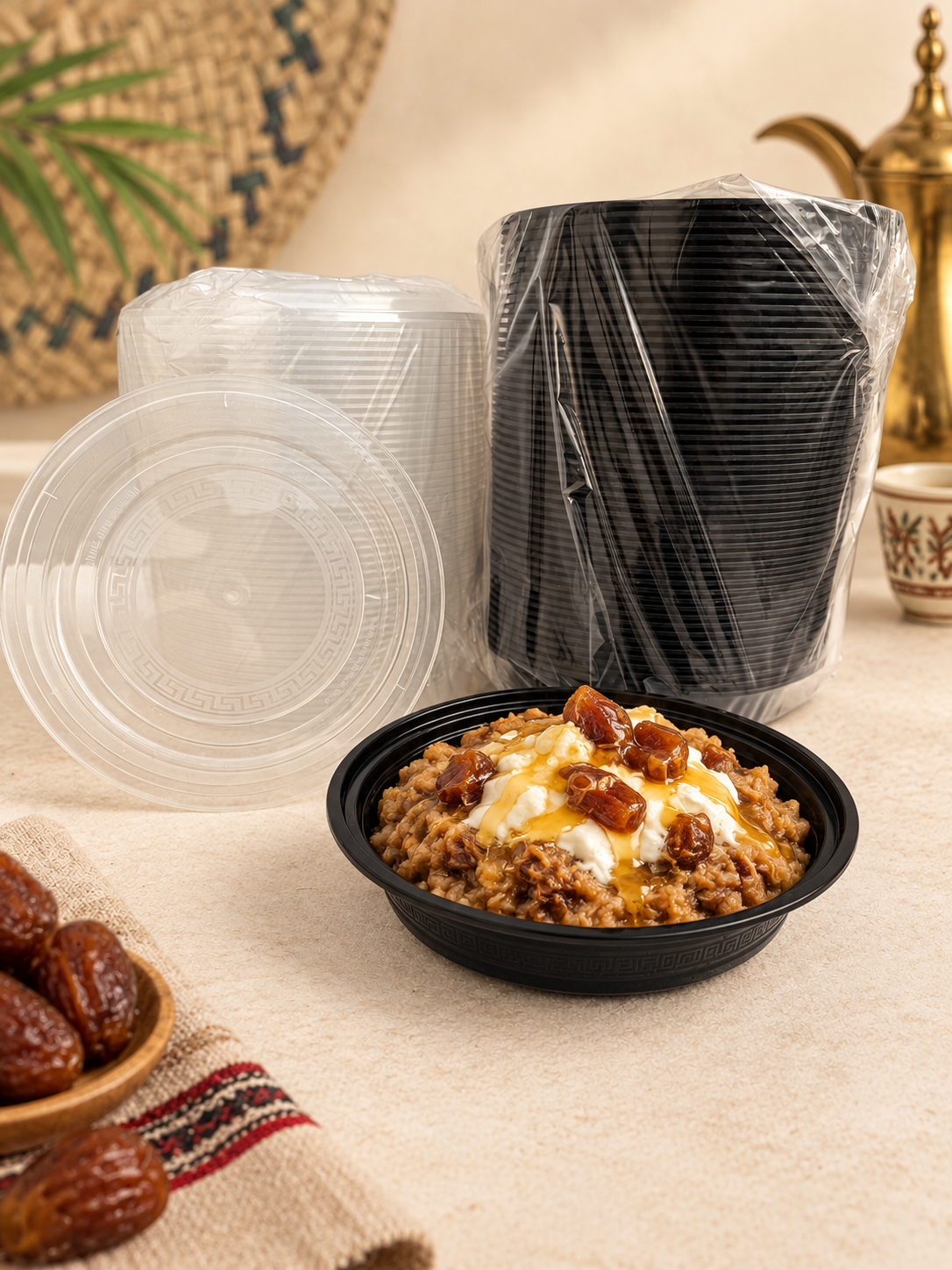 32OZ BLACK ROUND BOWL WITH LID