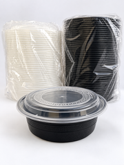 32OZ BLACK ROUND BOWL WITH LID