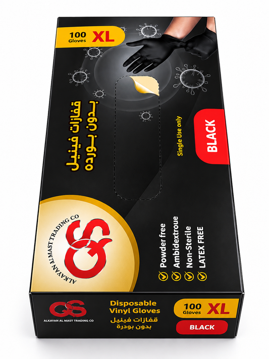 قفازات سوداء 100 قطعة مقاس XL