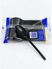 PLASTIC SPOON BLACK 50PCS